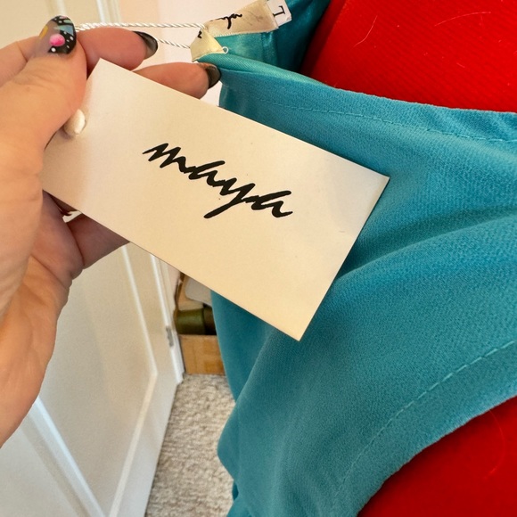 Maya, cute summer dress. Turquoise. Lined and light weight. Fun and flirty. NWT - Picture 7 of 8